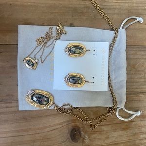 Kendra Scott black pyrite set of 3 -short and long necklace and earrings